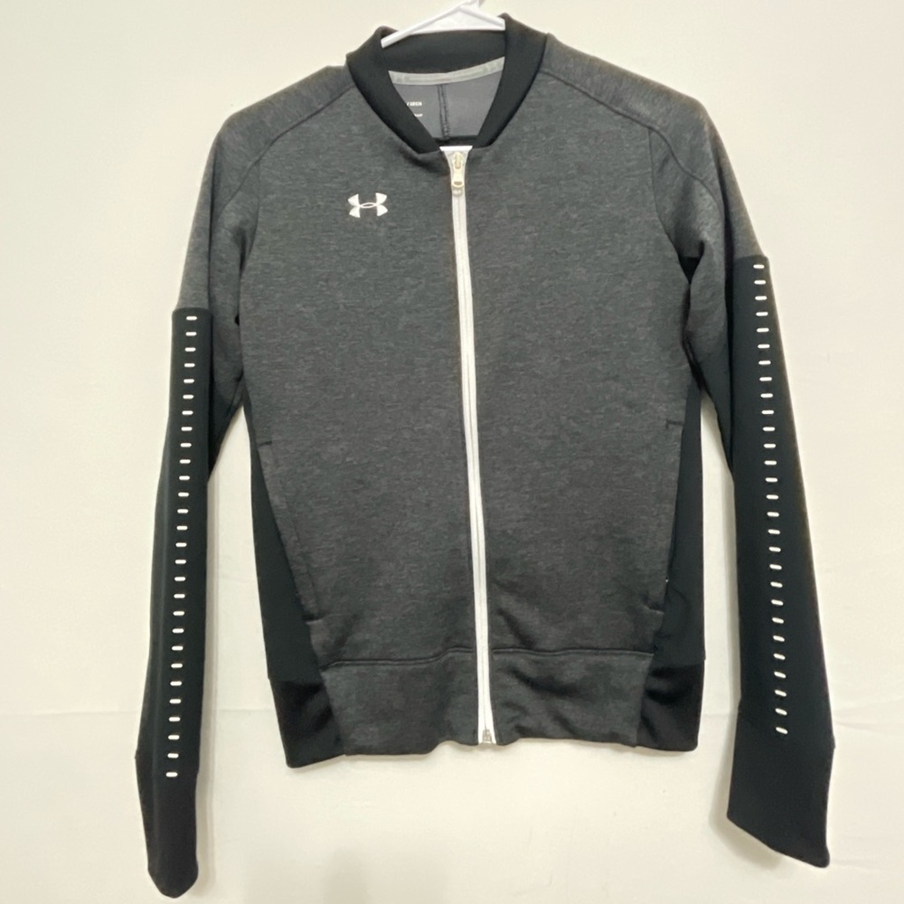 Under Armour ColdGear women’s Size XXS Full Zip Gray & Black Jacket(A186)✨